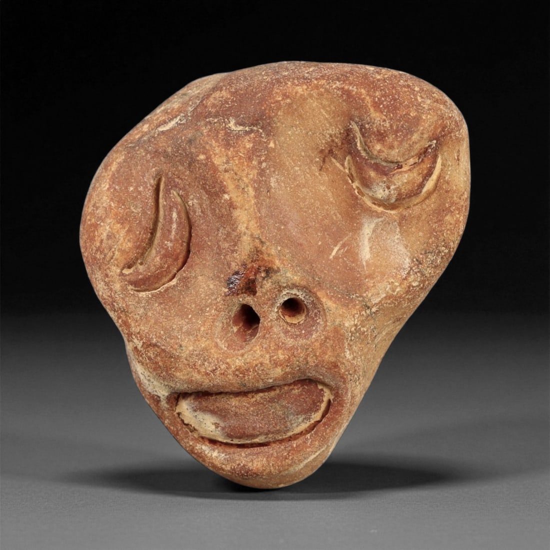 Ancient Medieval Coptic Egyptian Stone Maskette Amulet, c. 6th-9th Century CE, 3.5cm (1 of 2)