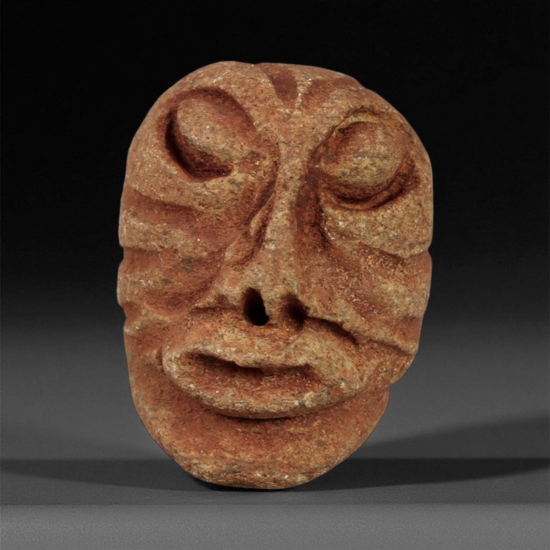 Ancient Medieval Levantine Folk Stone Maskette Amulet, c. 9th-12th Century CE, 3cm (1 of 2)