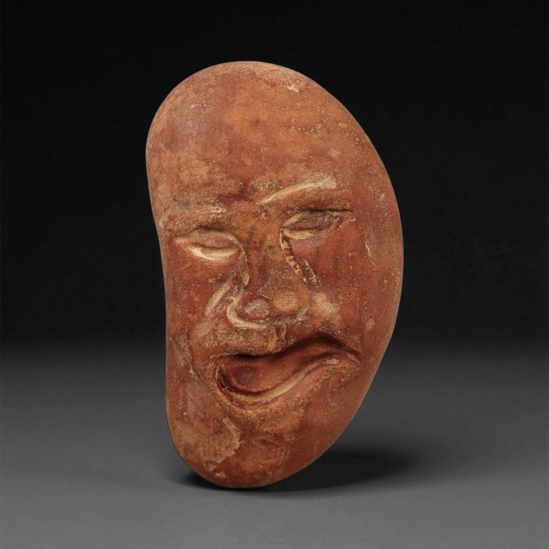 Ancient Medieval Central Asian Stone Maskette Amulet, c. 12th-15th Century CE, 4.5cm (1 of 2)