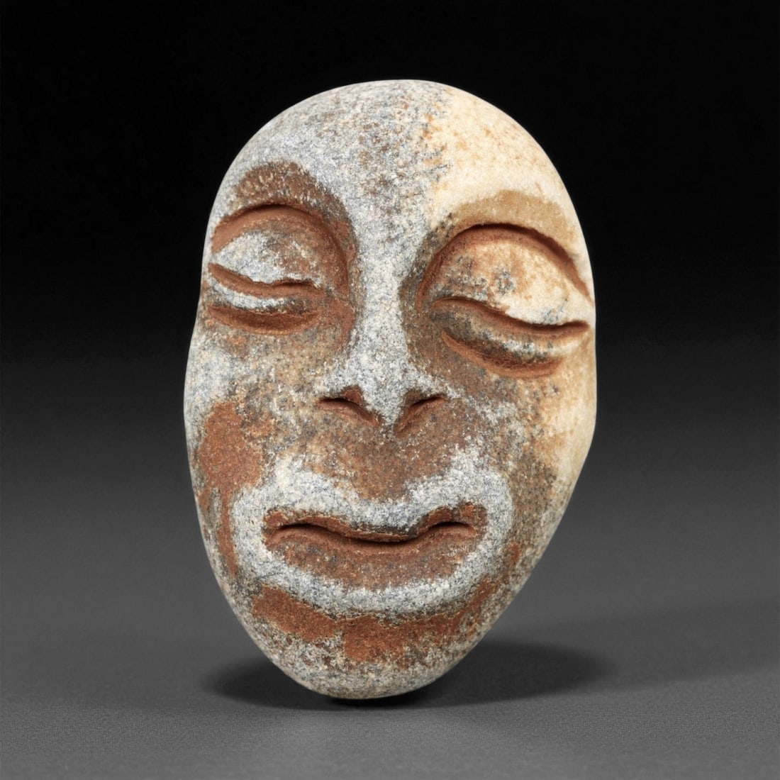 Ancient Medieval Central Asian Stone Maskette Amulet, c. 12th-15th Century CE, 3.8cm (1 of 2)