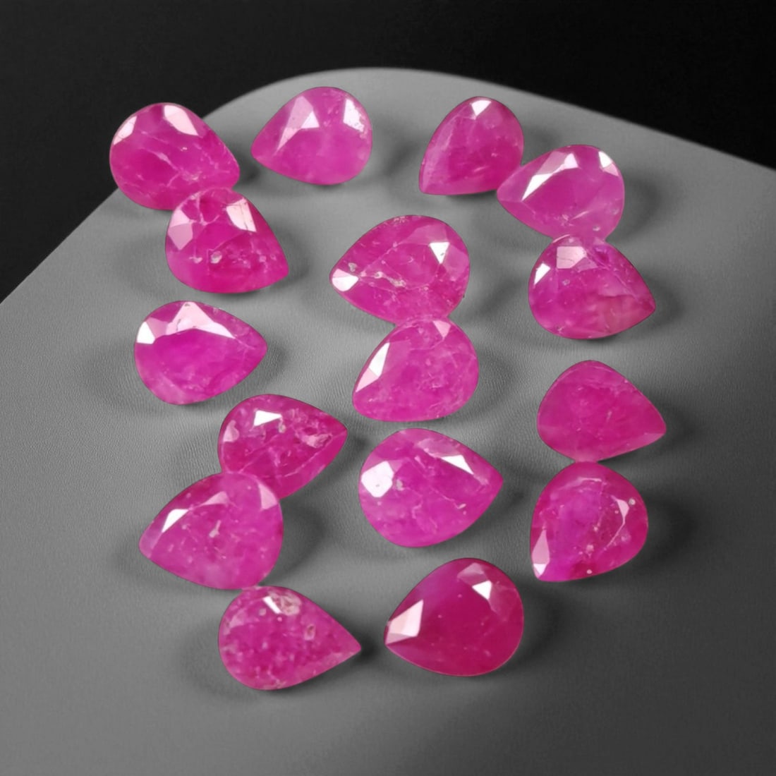 6.92 Carats Vivid Pinkish Red Ruby Pear Lot - Natural Mozambique Stones (1 of 1)