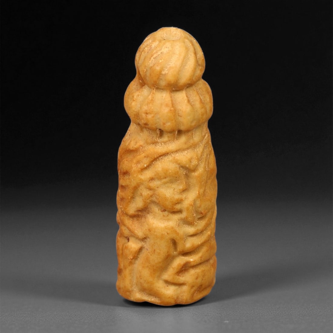 Ancient Mesopotamian Stone Cylinder Seal of Ritual Authority, c. 2nd-1st Millennium BCE, 5.5cm: A striking relic from the dawn of civilization, this ancient Mesopotamian cylinder seal dates to the 2nd-1st millennium BCE - a period when art, writing, and ritual became inseparable expressions of c