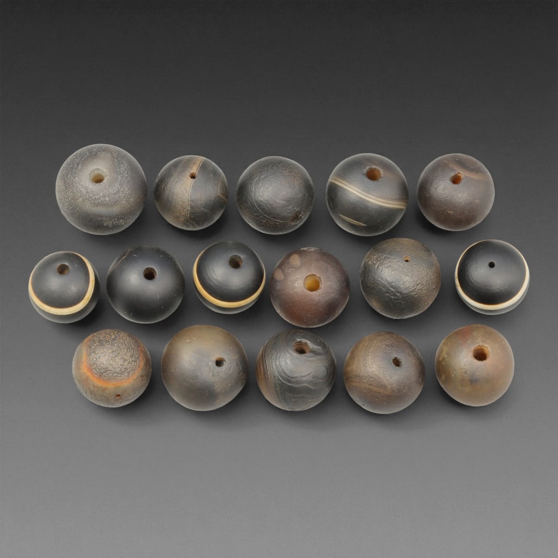 Antique Tibetan Banded Agate Prayer Beads, c. 18th-19th Century 12-15mm (1 of 1)