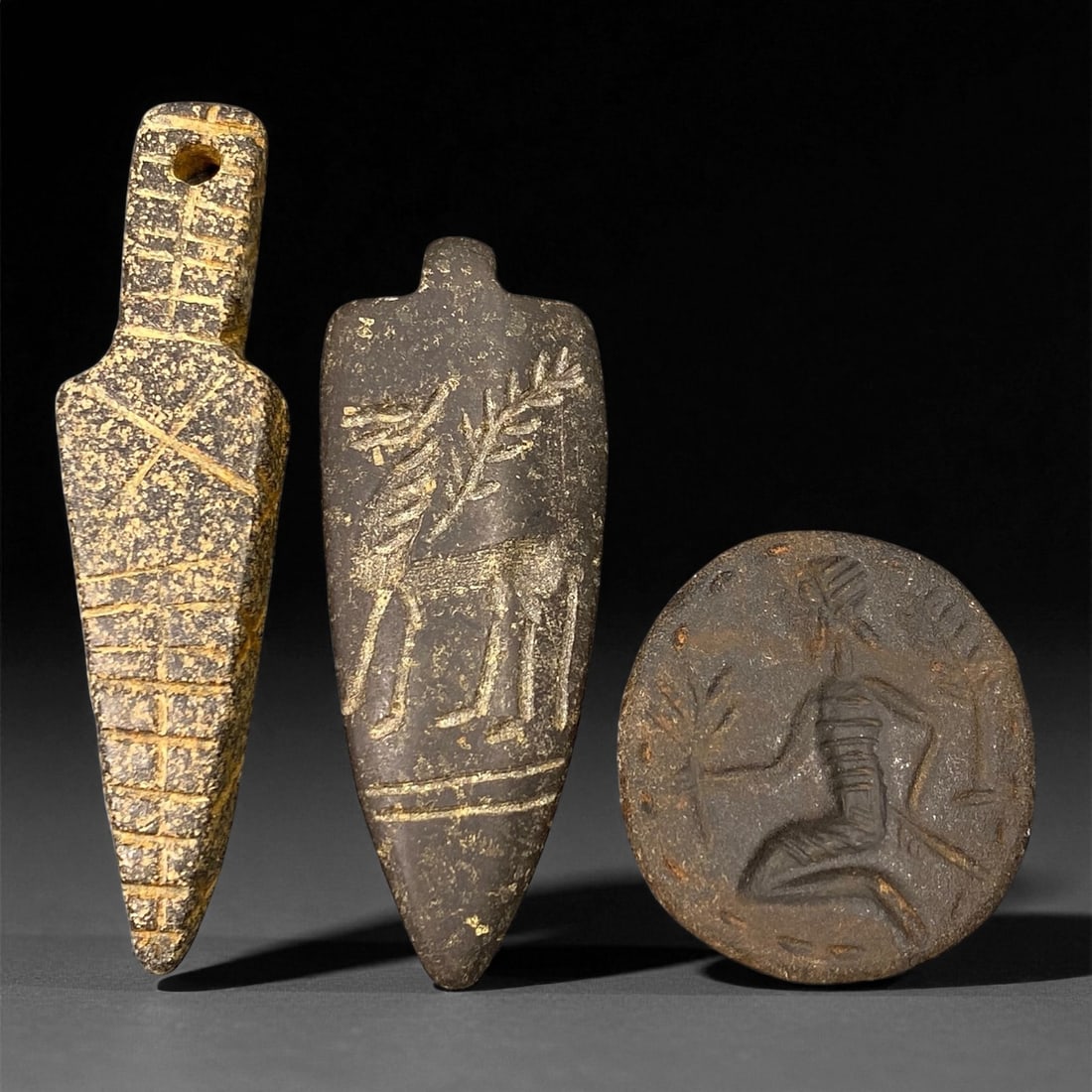 Ancient Elamite Amulets and Figure Stamp Seal, c. 2000-1600 BCE 3-6.3cm (1 of 2)