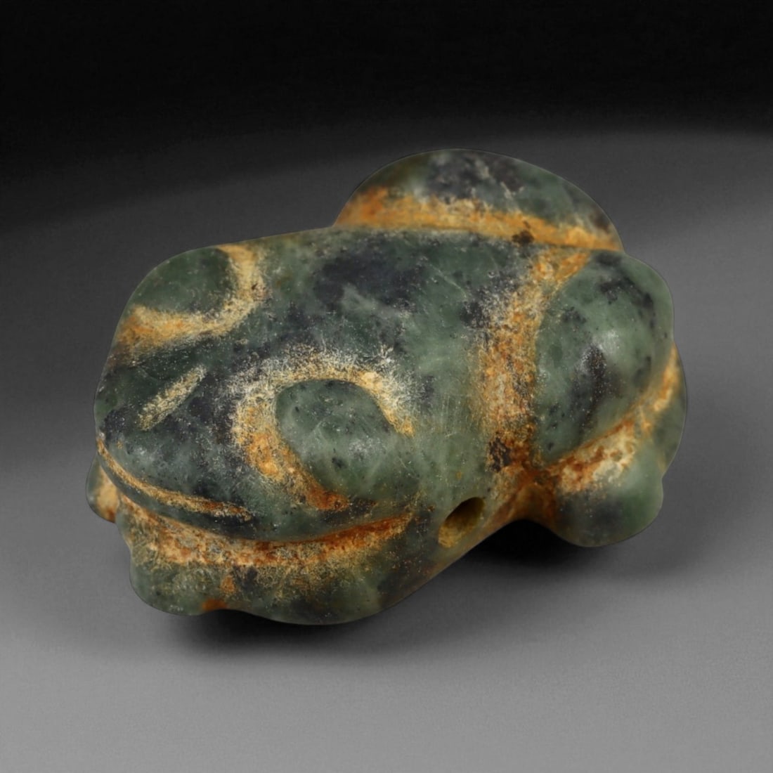 Ancient Egyptian Green Stone Frog Amulet, c. 18th-20th Dynasty, New Kingdom 19 mm (1 of 3)