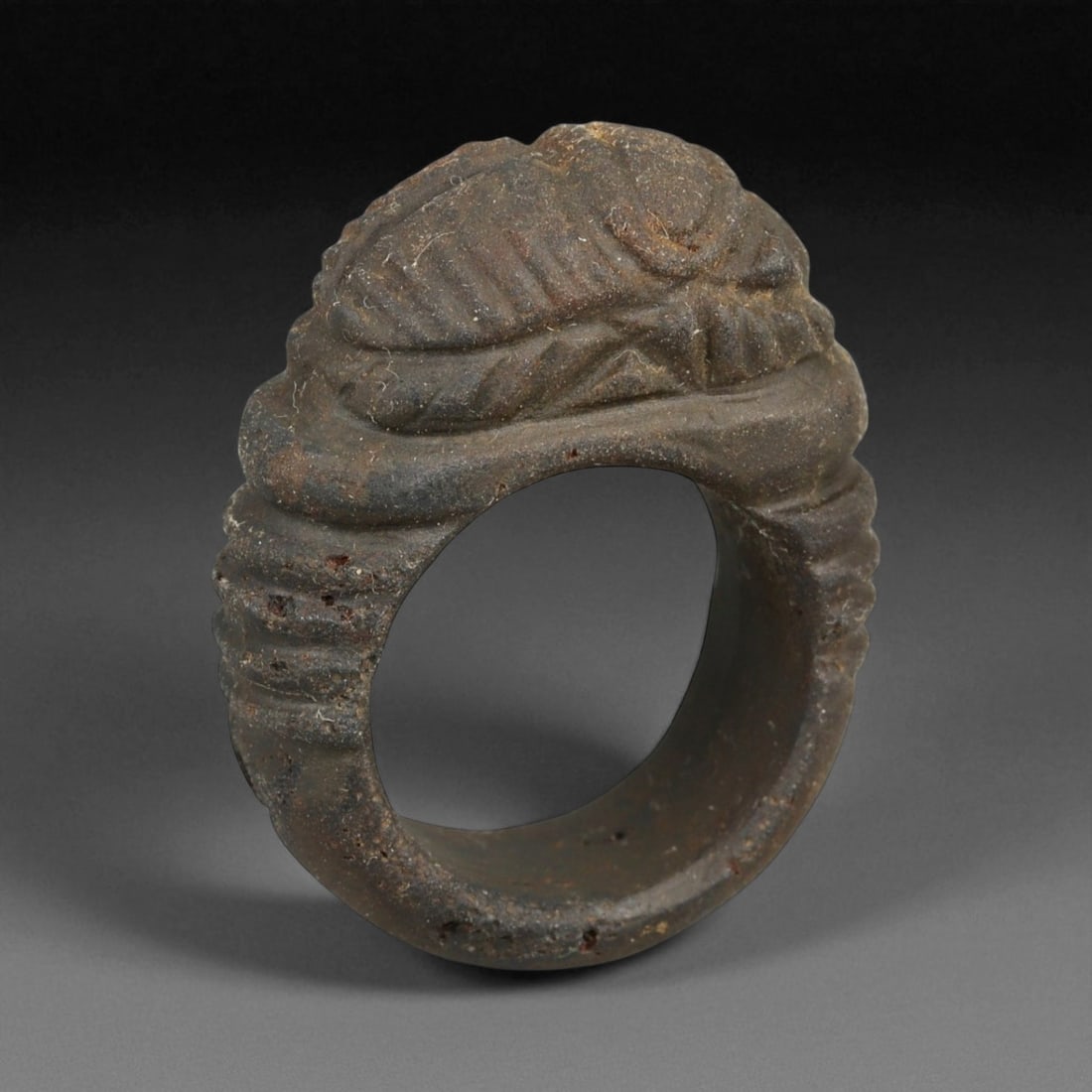 Ancient Parthian Scarab Carved Stone Ring, c. 2nd-3rd Century CE, 3.4cm: This remarkable carved stone ring originates from the Parthian Empire, a powerful dynasty that flourished in Iran between 247 BCE and 224 CE. Known for its cosmopolitan culture and unique fusion of He