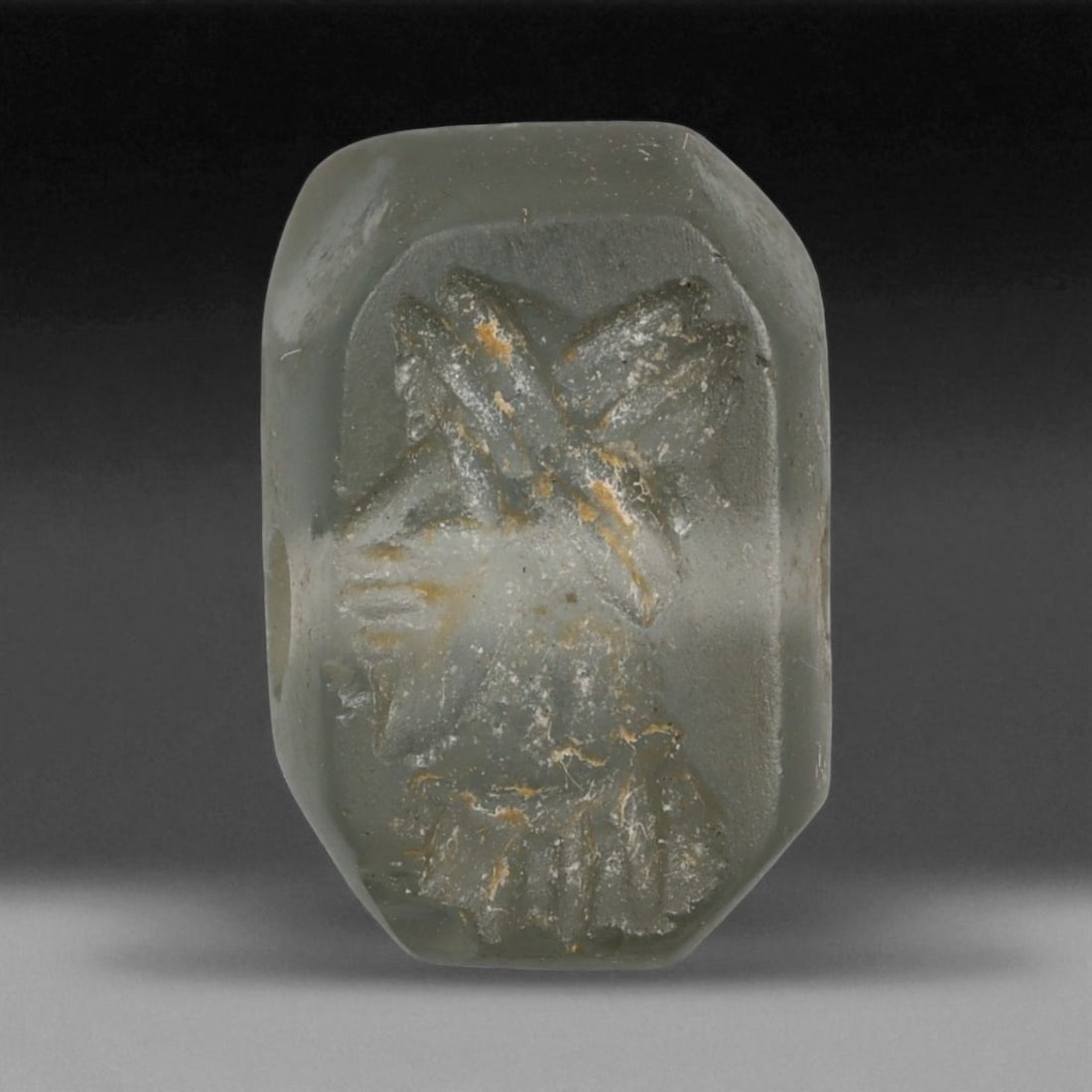 Ancient Parthian Intaglio Glass Stamp Seal, c. 2nd-1st Century BCE, 2cm, 6g (1 of 3)