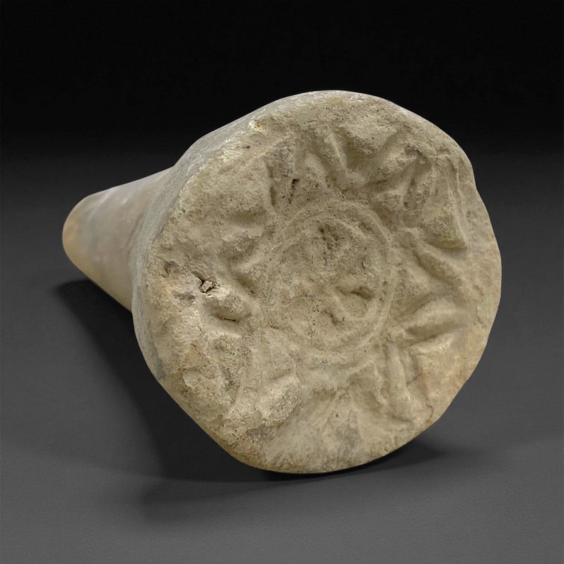 Ancient Mesopotamian Terracotta Conoid Stamp Seal with Sunburst Motif, c. 2nd Century BCE, 5cm, 23g (1 of 2)