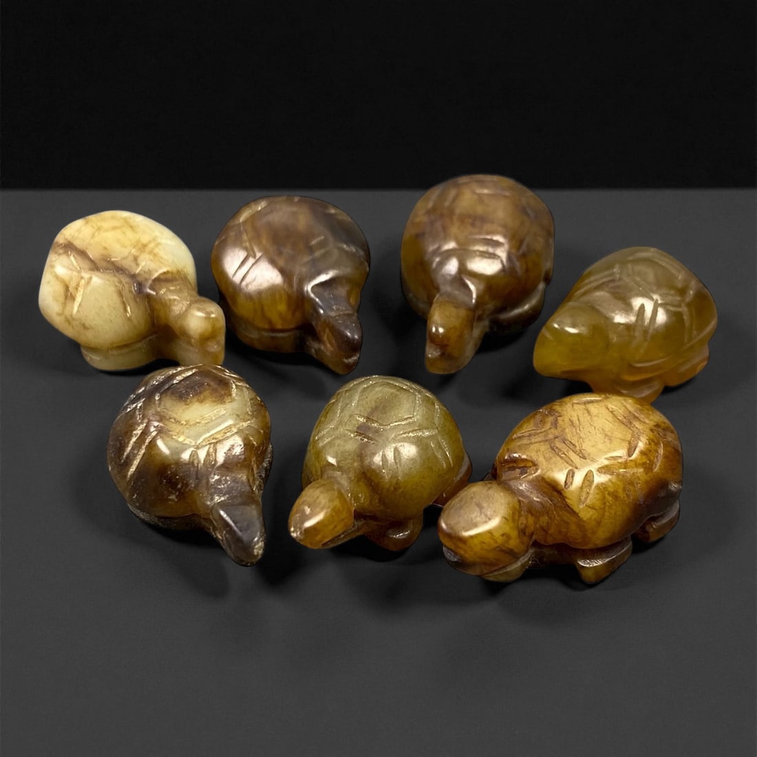 Antique Chinese Qing Dynasty Jade Tortoise Set, c. 18th-19th Century, 7pcs, 1.9-2.3cm (1 of 1)