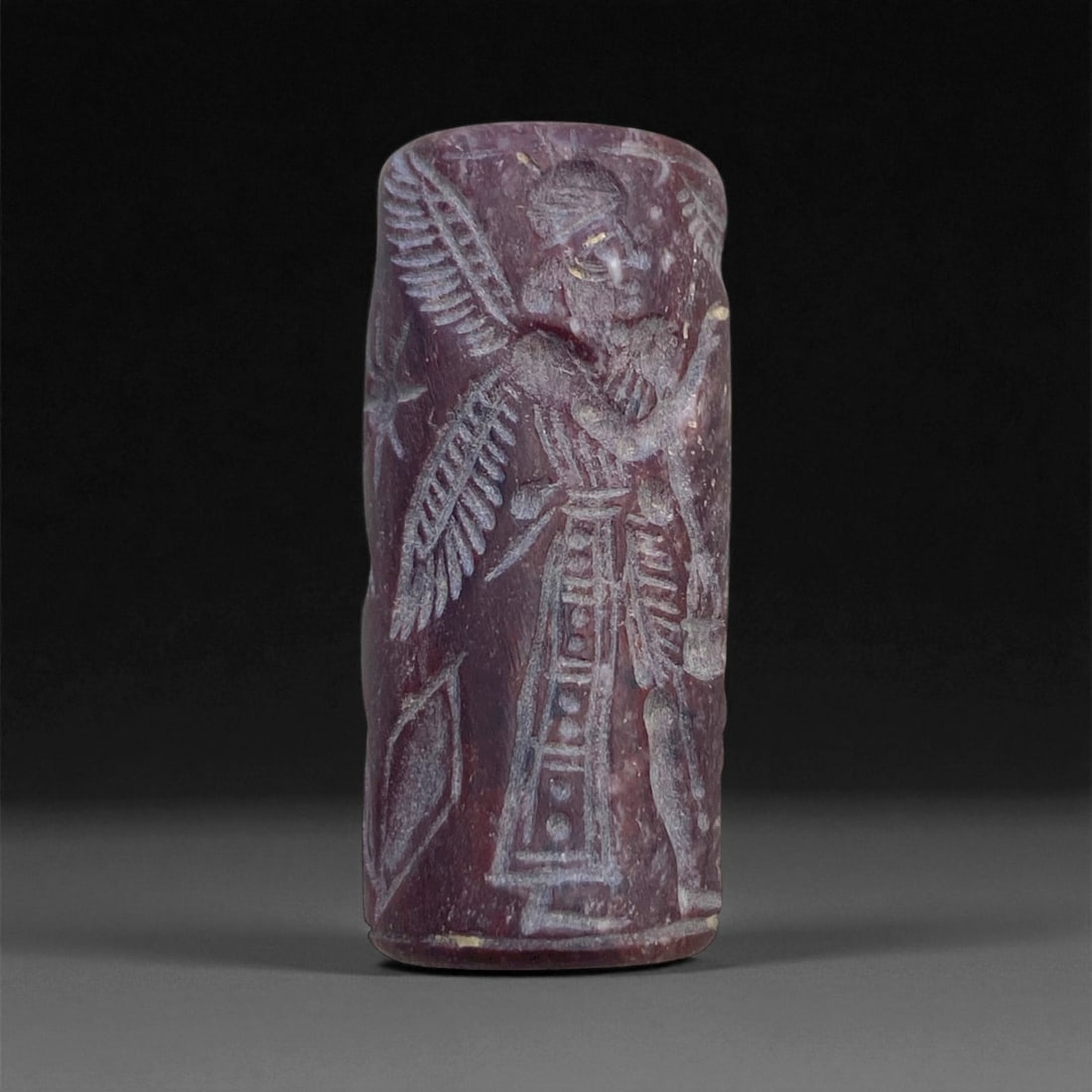 Ancient Neo-Assyrian Hematite Cylinder Seal, c. 9th-7th Century BCE, 3.5 cm, 15 g (1 of 2)