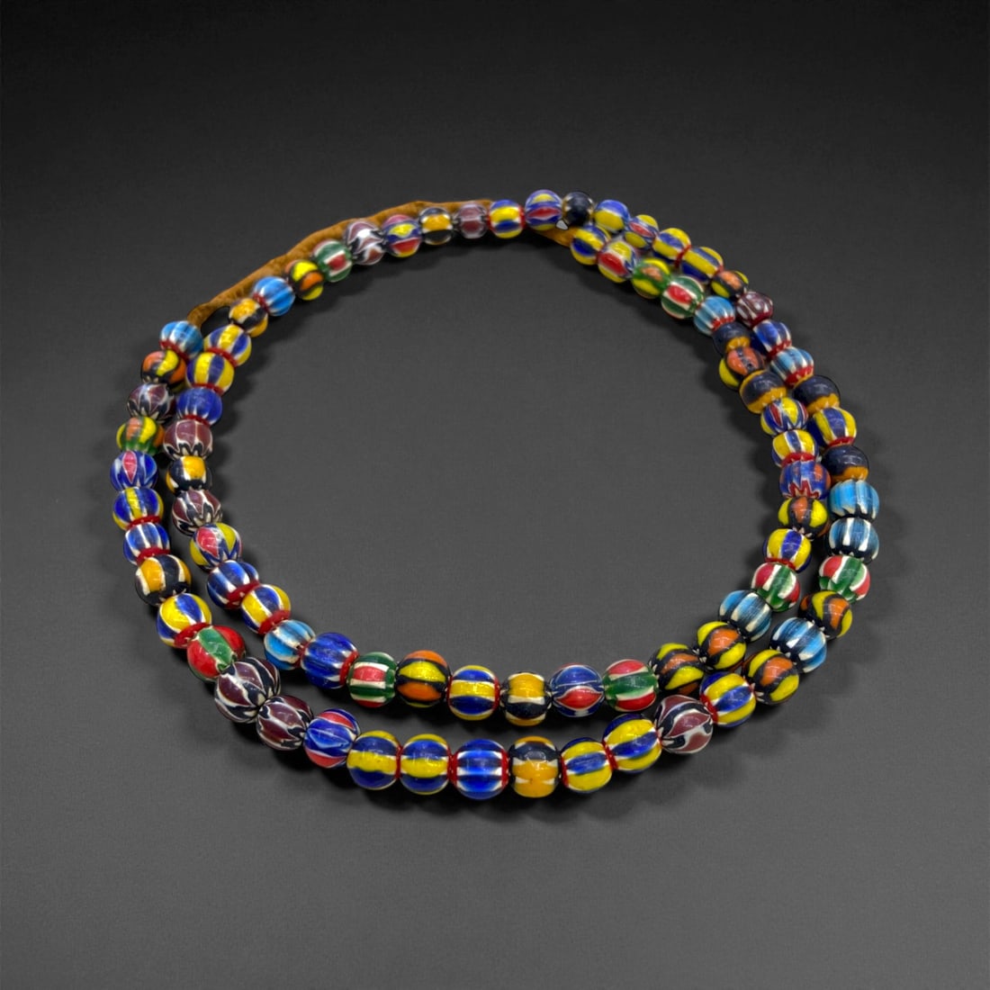 Antique Venetian Chevron Glass Bead Strand, c. 19th Century, 63g (1 of 1)