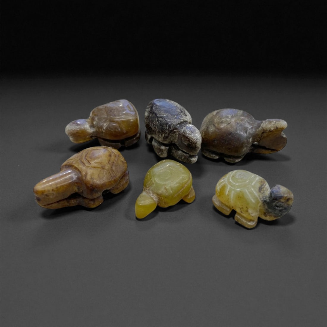 Antique Chinese Qing Dynasty Jade Tortoise Set, c. 18th-19th Century, 6pcs, 2.5cm, 20g (1 of 2)