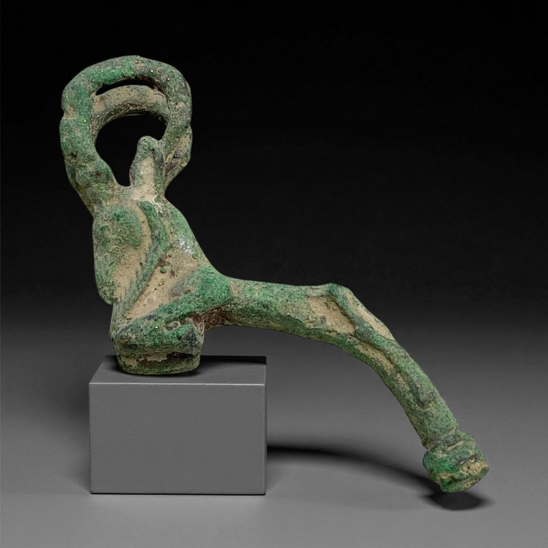 Ancient Luristan Bronze Standard Finial in the Form of a Goat, c. 10th-8th Century BCE, 10cm, 79g (1 of 2)