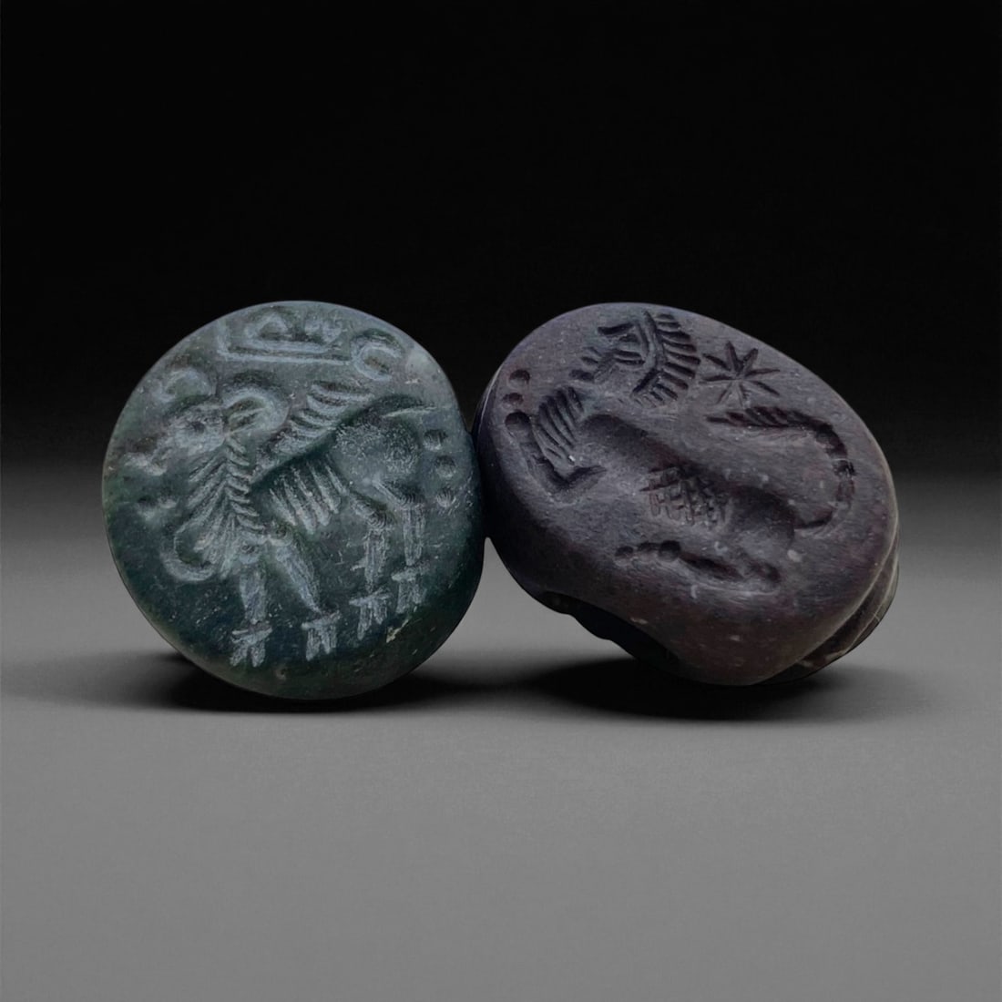 Ancient Indo-Parthian Banded Agate and Jasper Stamp Seals, c. 1st Century BCE, 2-2.5 cm 20g (1 of 2)