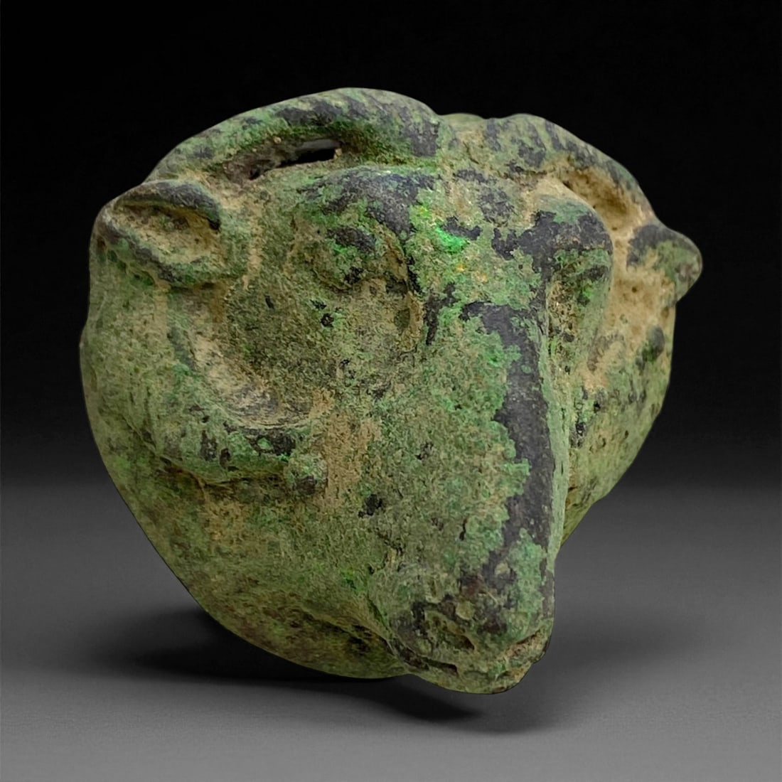 Ancient Luristan Bronze Ram Head Finial, c. 10th-8th Century BCE, 4cm, 46g: This expressive bronze ram head finial originates from the ancient Luristan culture of western Iran, dating to the early Iron Age, circa 10th-8th century BCE. Luristan bronzes are celebrated for their