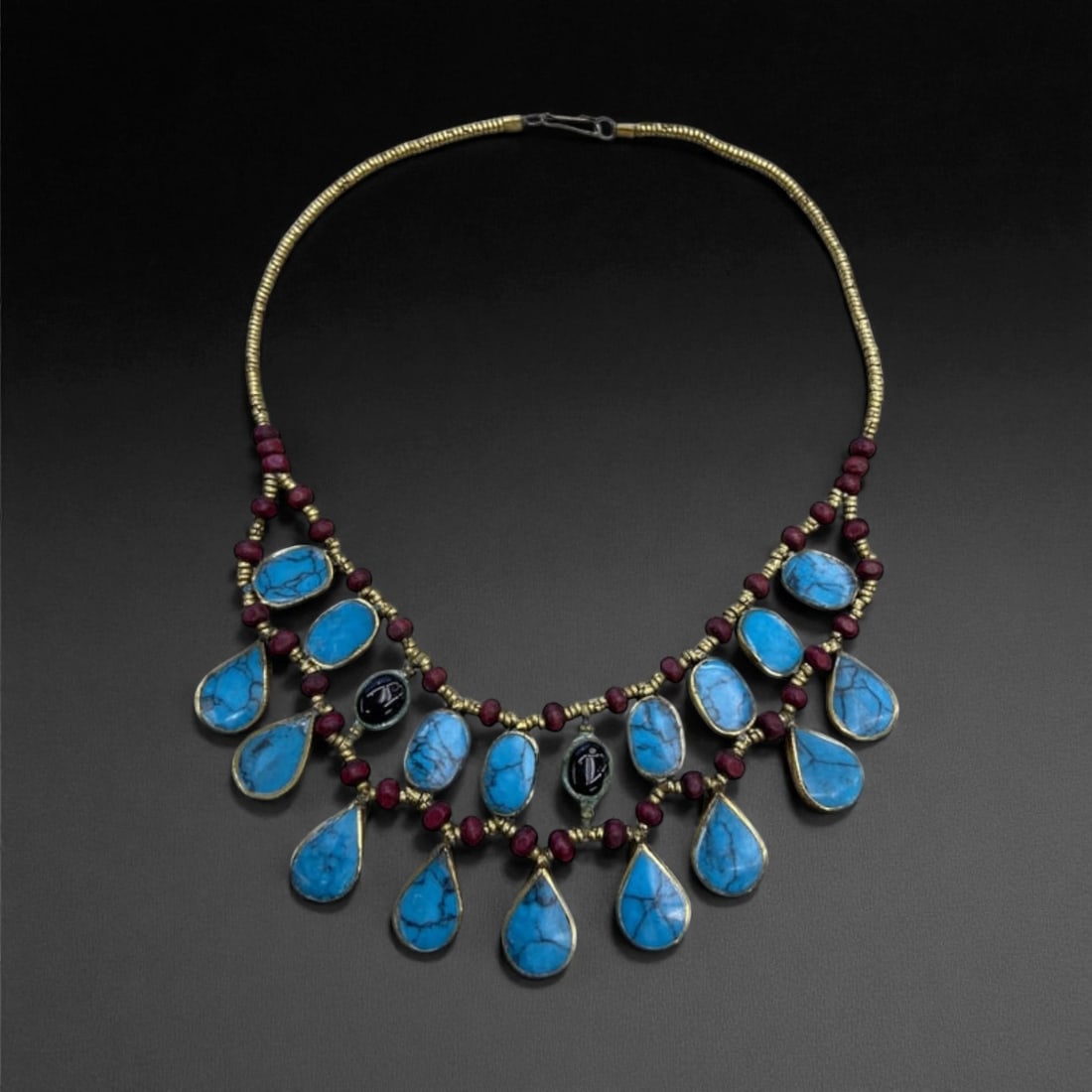 Vintage Himalayan Tibetan Tribal Beaded Necklace, c. 20th Century, 65g (1 of 1)