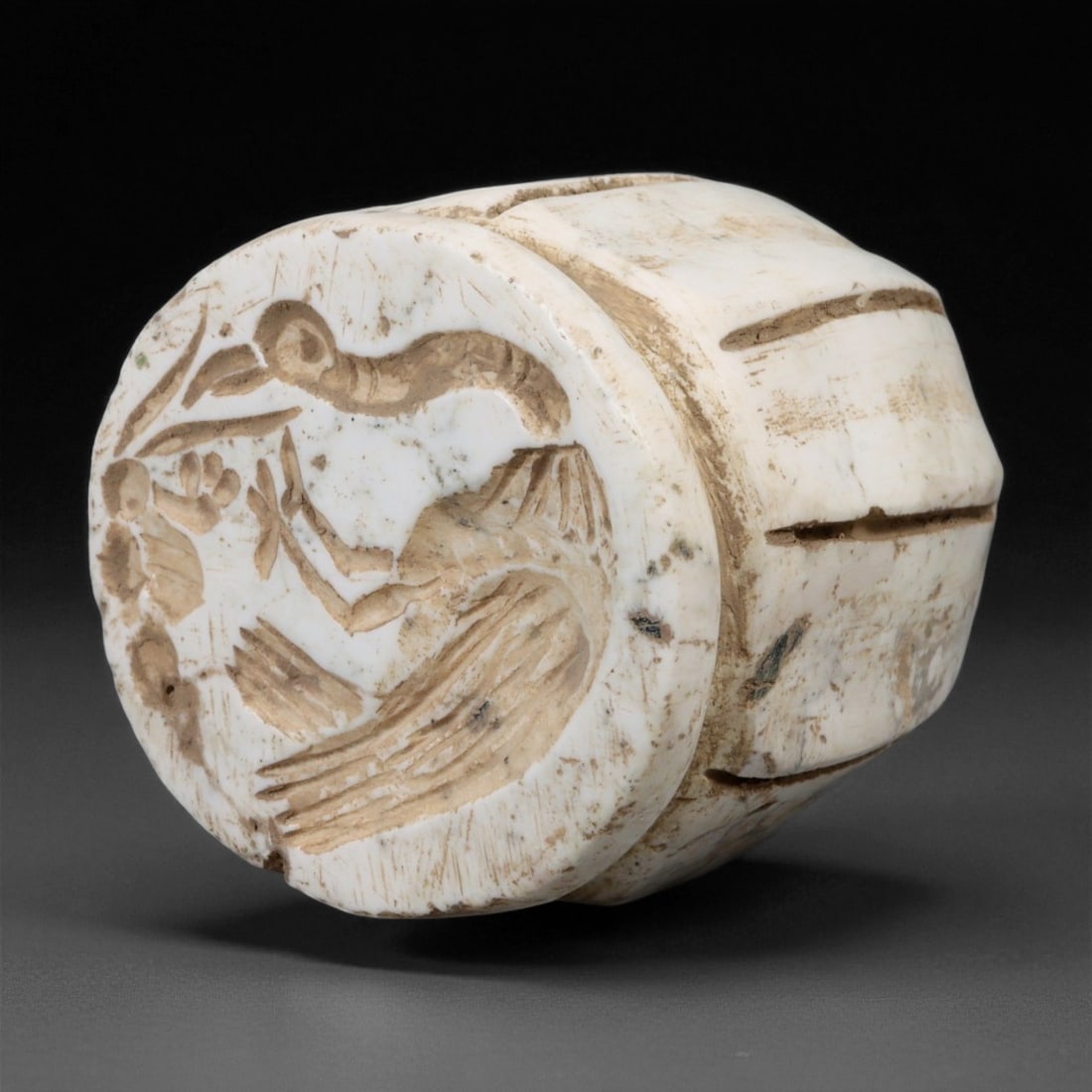 Ancient Neo-Sumerian Stone Stamp Seal with Vulture Motif, c. 2100-2000 BCE, 4.5cm (1 of 2)