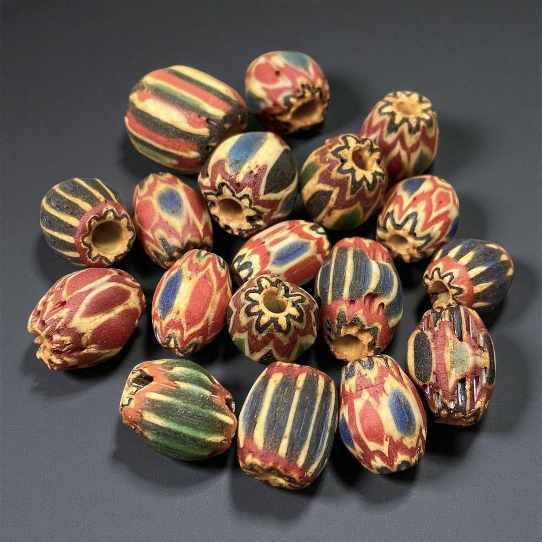 Antique Venetian Chevron Trade Beads, c. 19th Century, 1.2-1.4cm (1 of 1)