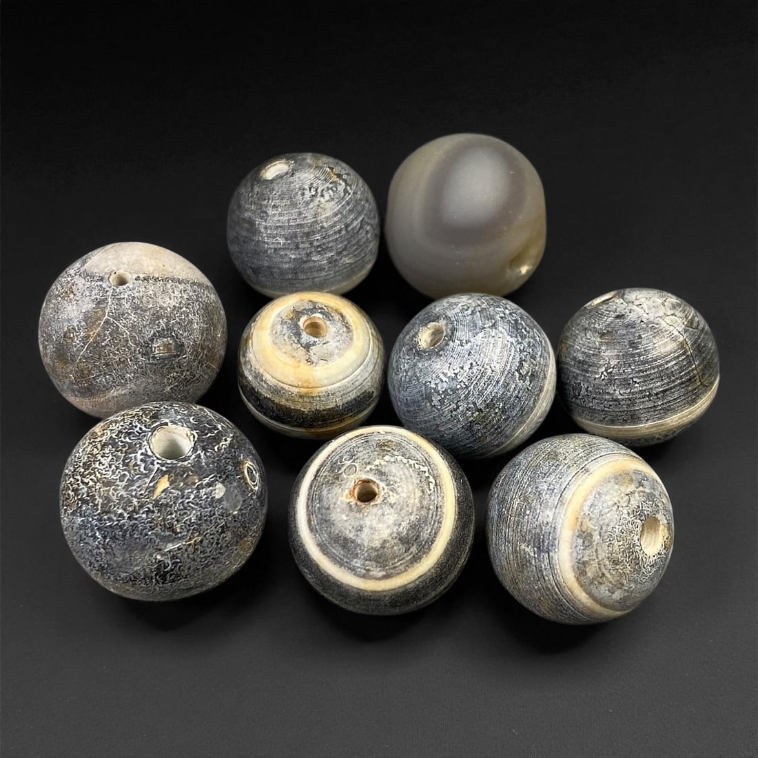 Ancient Persian Black Banded Agate Beads Collection, c. 1st Millennium BCE, 1.2-1.5 cm (1 of 1)