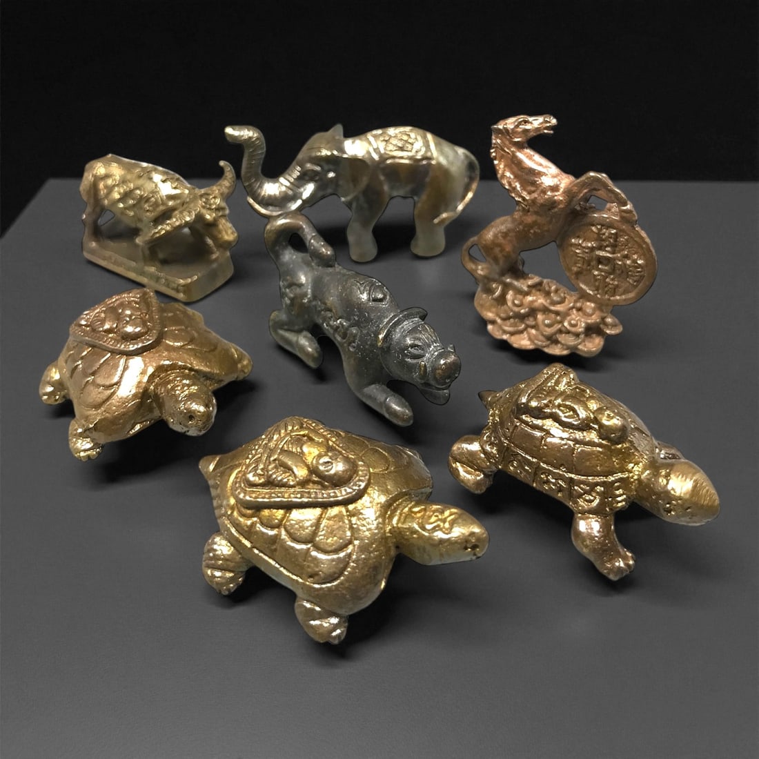 Vintage Thai Zoomorphic Bronze Talisman Set, c. 20th Century 3-4cm (1 of 1)