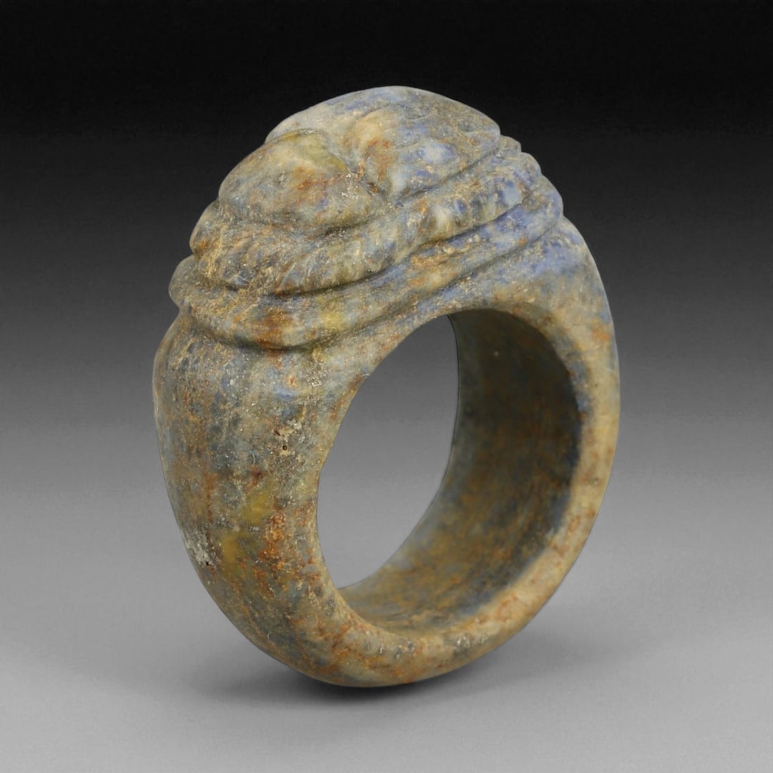 Ancient Parthian Scarab Carved Stone Ring, c. 2nd-3rd Century CE, 3.3cm, 3CE: This remarkable carved stone ring originates from the Parthian Empire, a powerful dynasty that flourished in Iran between 247 BCE and 224 CE. Known for its cosmopolitan culture and unique fusion of He