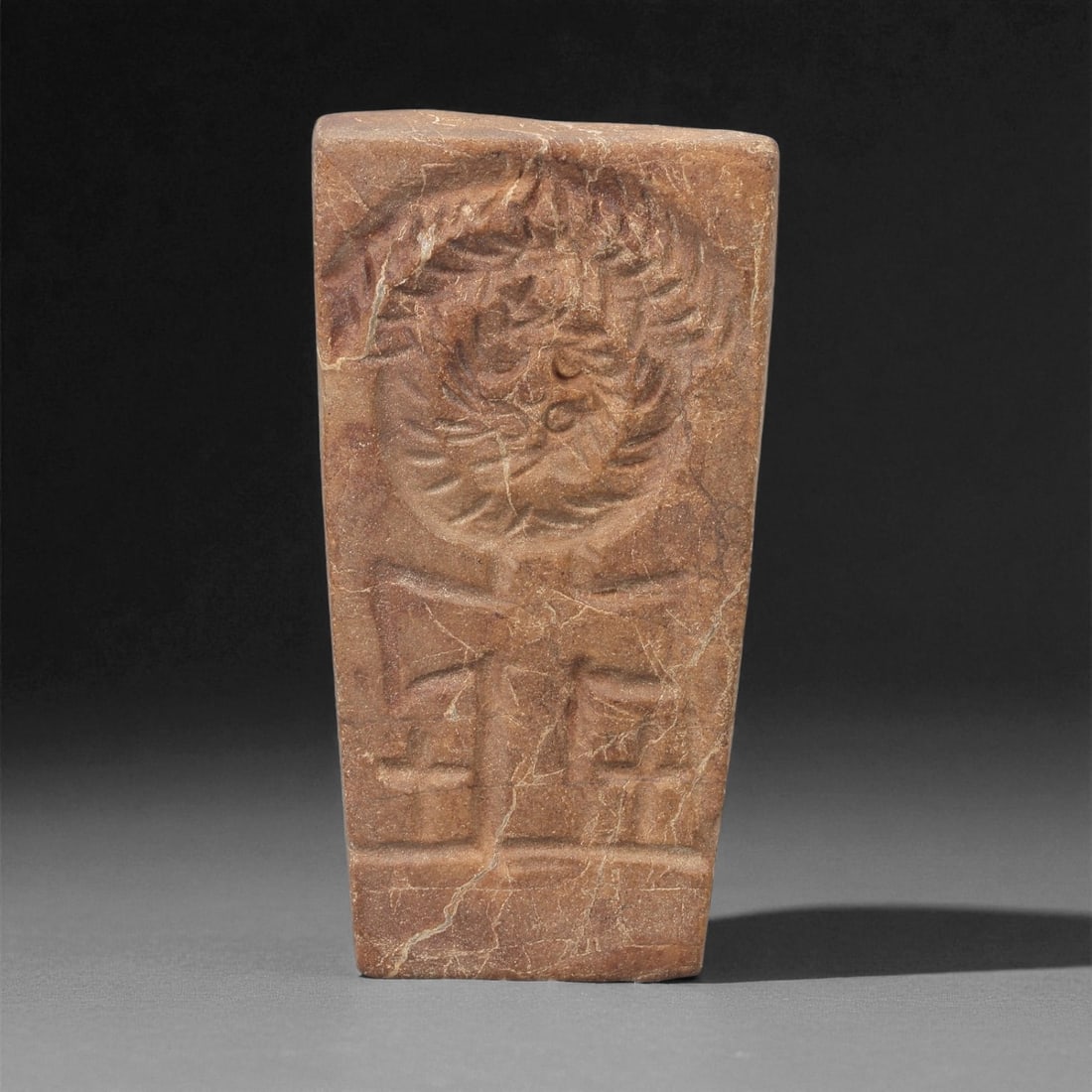 A Byzantine Stone Carved Plaque with Haloed Bust and Cross, 6th-8th Century CE, 77LD (1 of 2)