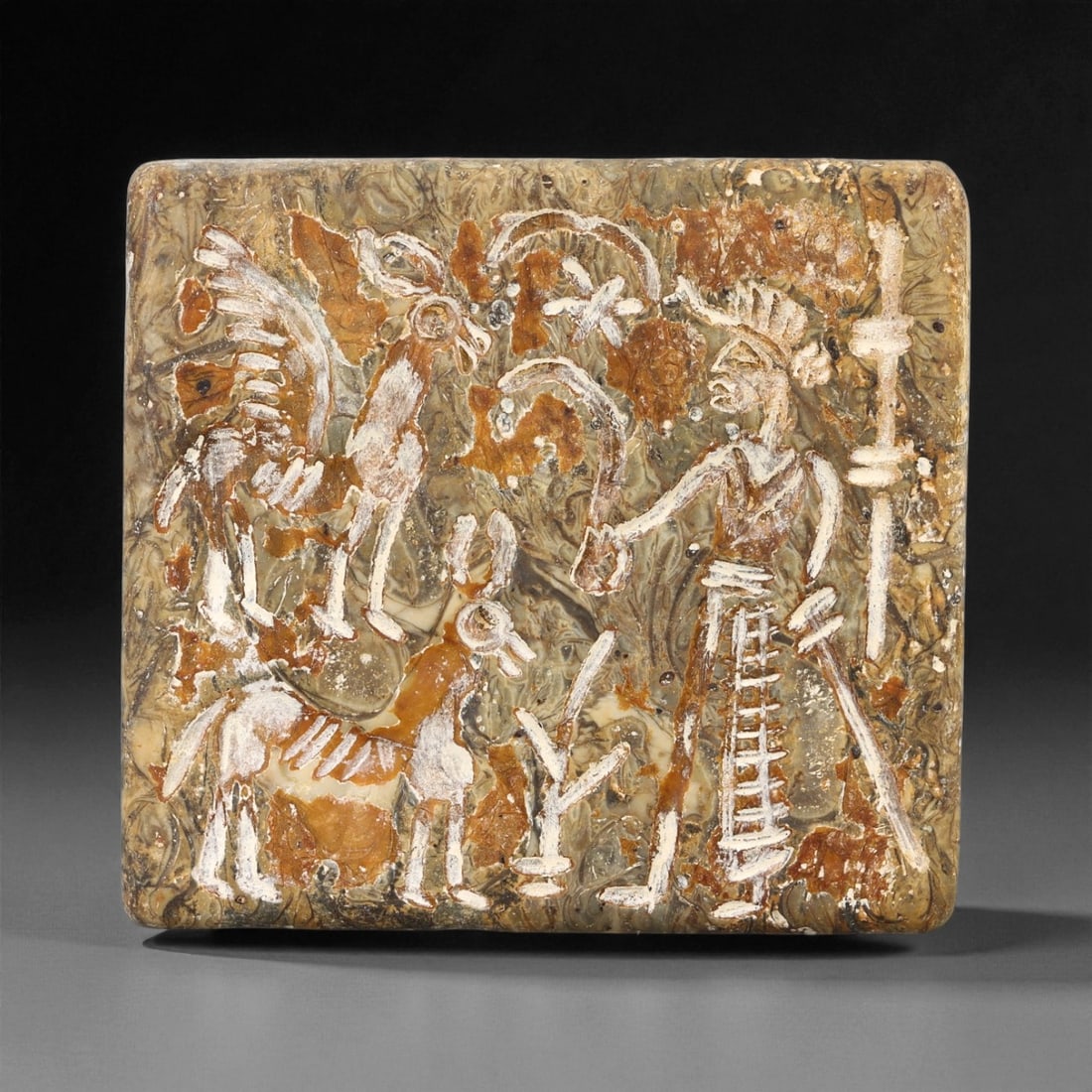 Ancient Akkadian Fossilized Stone Stamp Seal, c. 24th-22nd Century BCE, 4.2cm, 65ES (1 of 2)