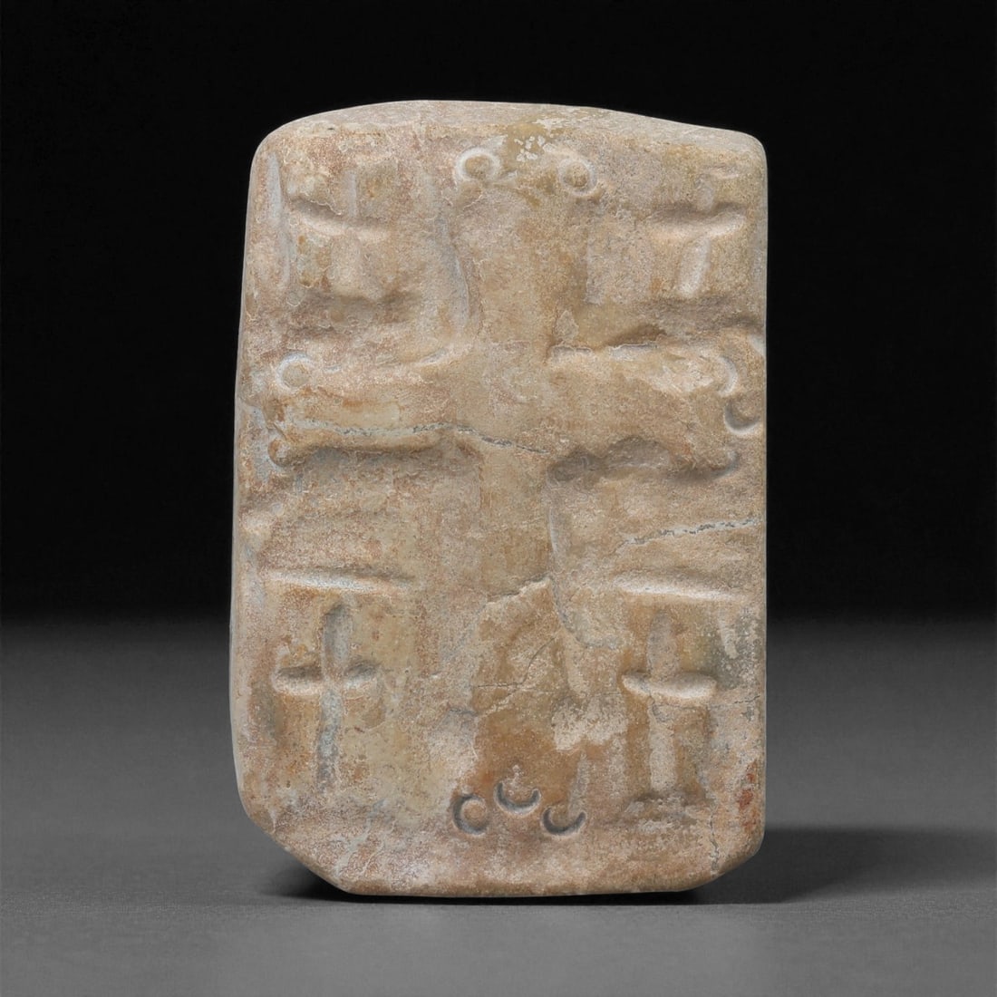 A Byzantine Stone Carved Cross Plaque, 6th-8th Century CE, 25LB (1 of 2)
