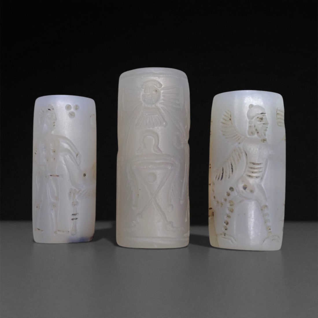 Ancient Neo-Assyrian Chalcedony Cylinder Seals (Set of 3), c. 9th-7th Century BCE, 3.5cm, 36g, 44AA (1 of 2)