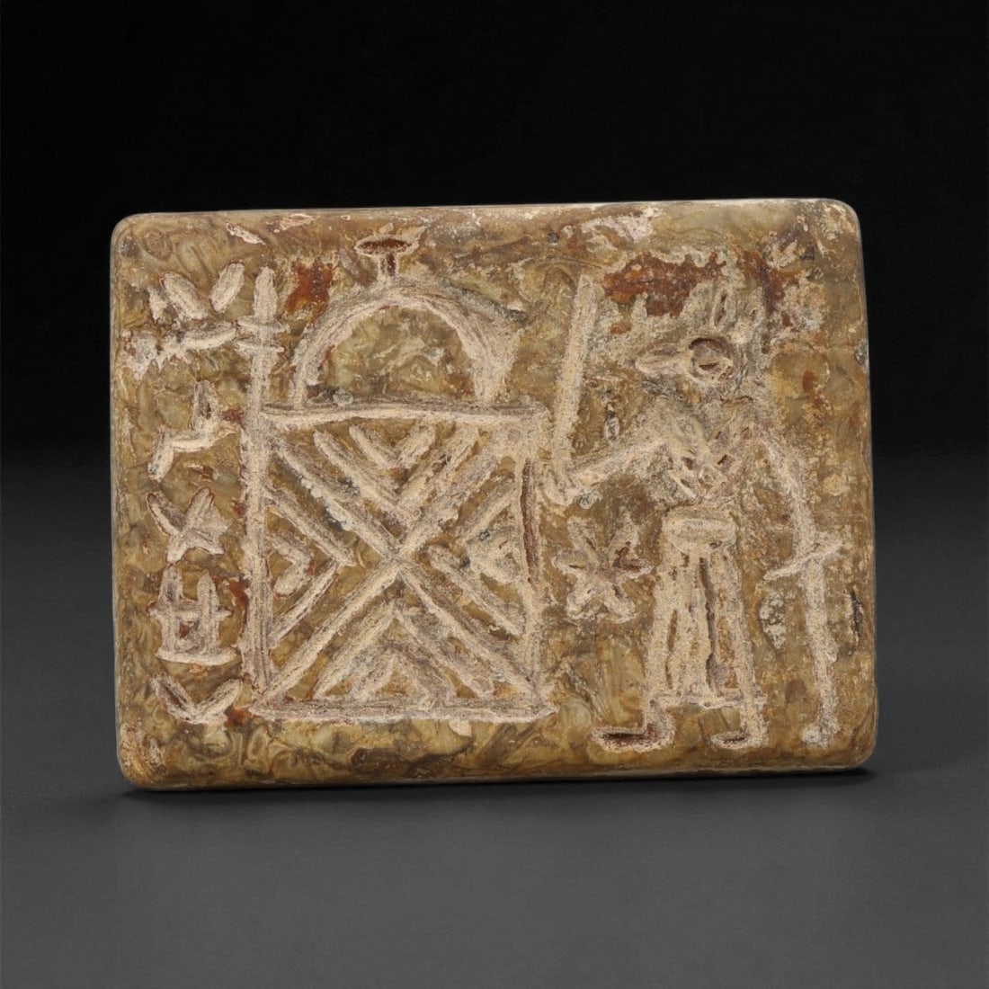 Ancient Akkadian Fossilized Stone Stamp Seal, c. 24th-22nd Century BCE, 3.6cm, 14ET (1 of 2)