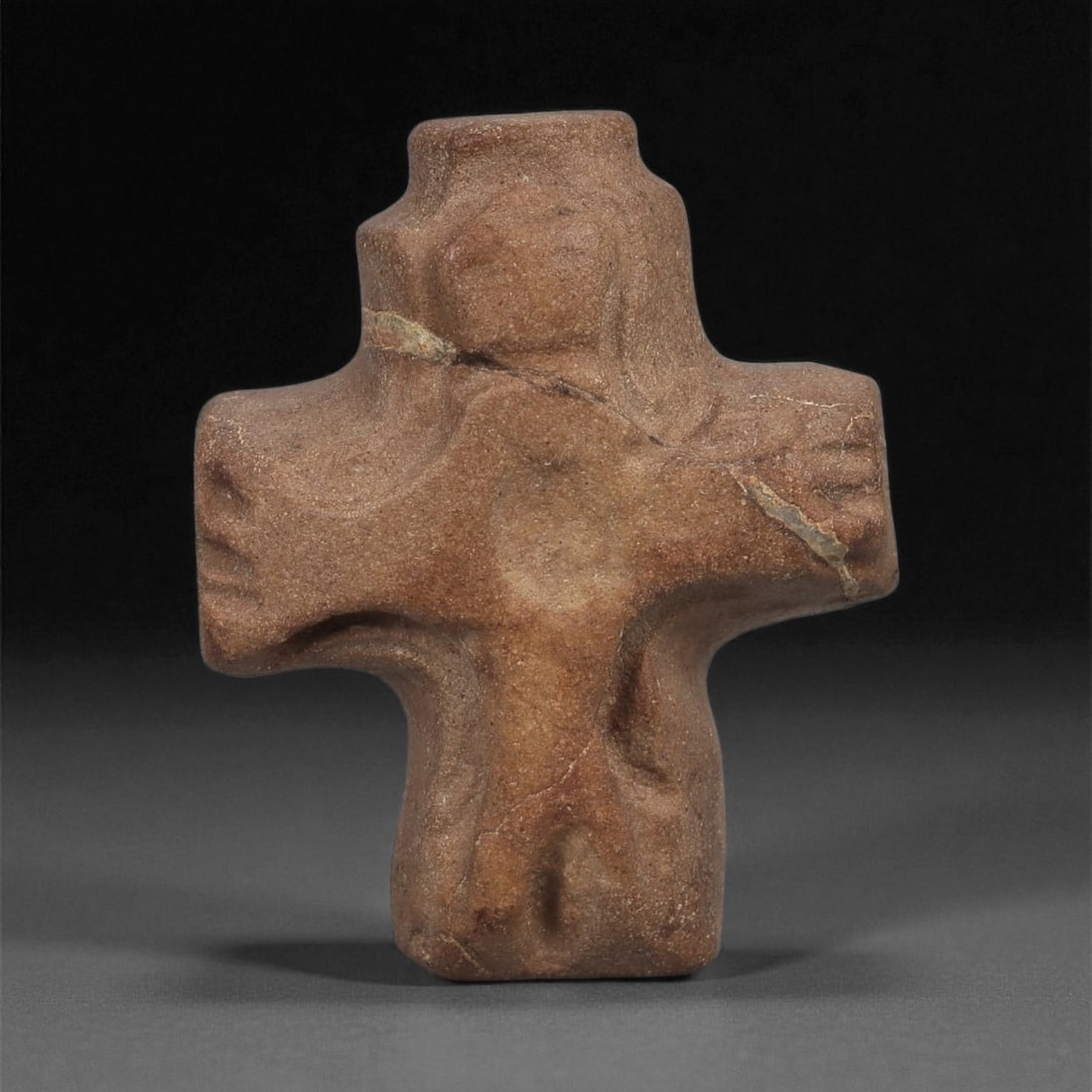 An Early Christian Stone Anthropomorphic Cross Pendant, 5th-7th Century CE, 40LB (1 of 2)