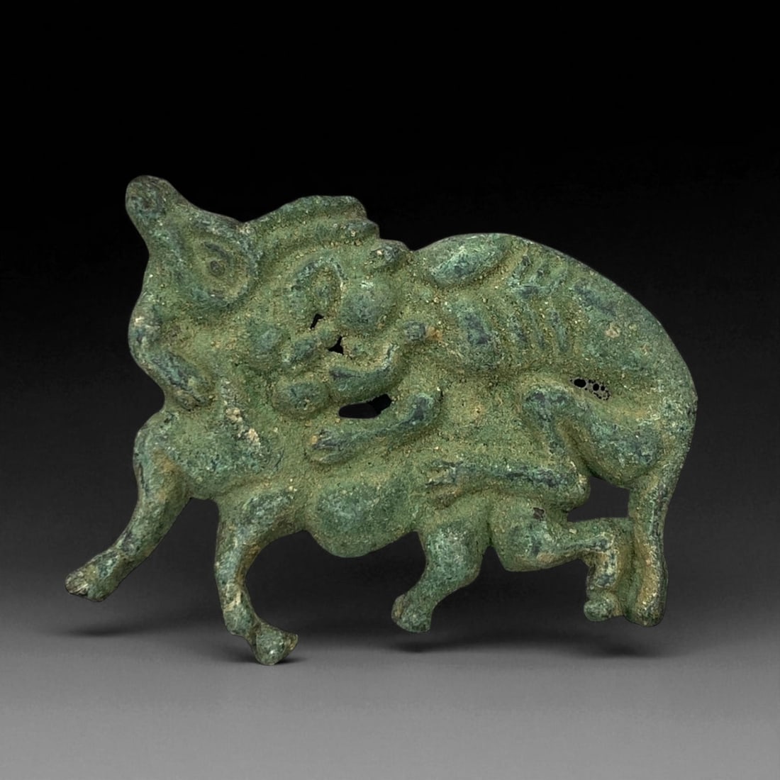 Ancient Scythian Bronze Plaque with Recumbent Boar Motif, c. 6th-4th Century BCE, 6.5cm, 39BF (1 of 2)