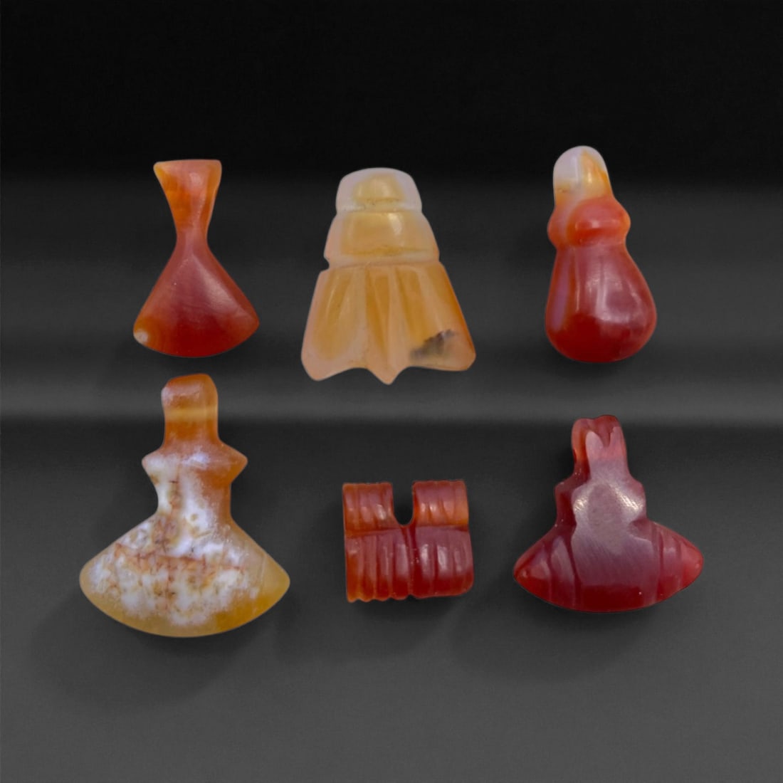 Ancient Coptic Egyptian Carnelian and Agate Amulet Set, c. 5th-7th Century CE 1-2cm 8g, 35BB (1 of 1)