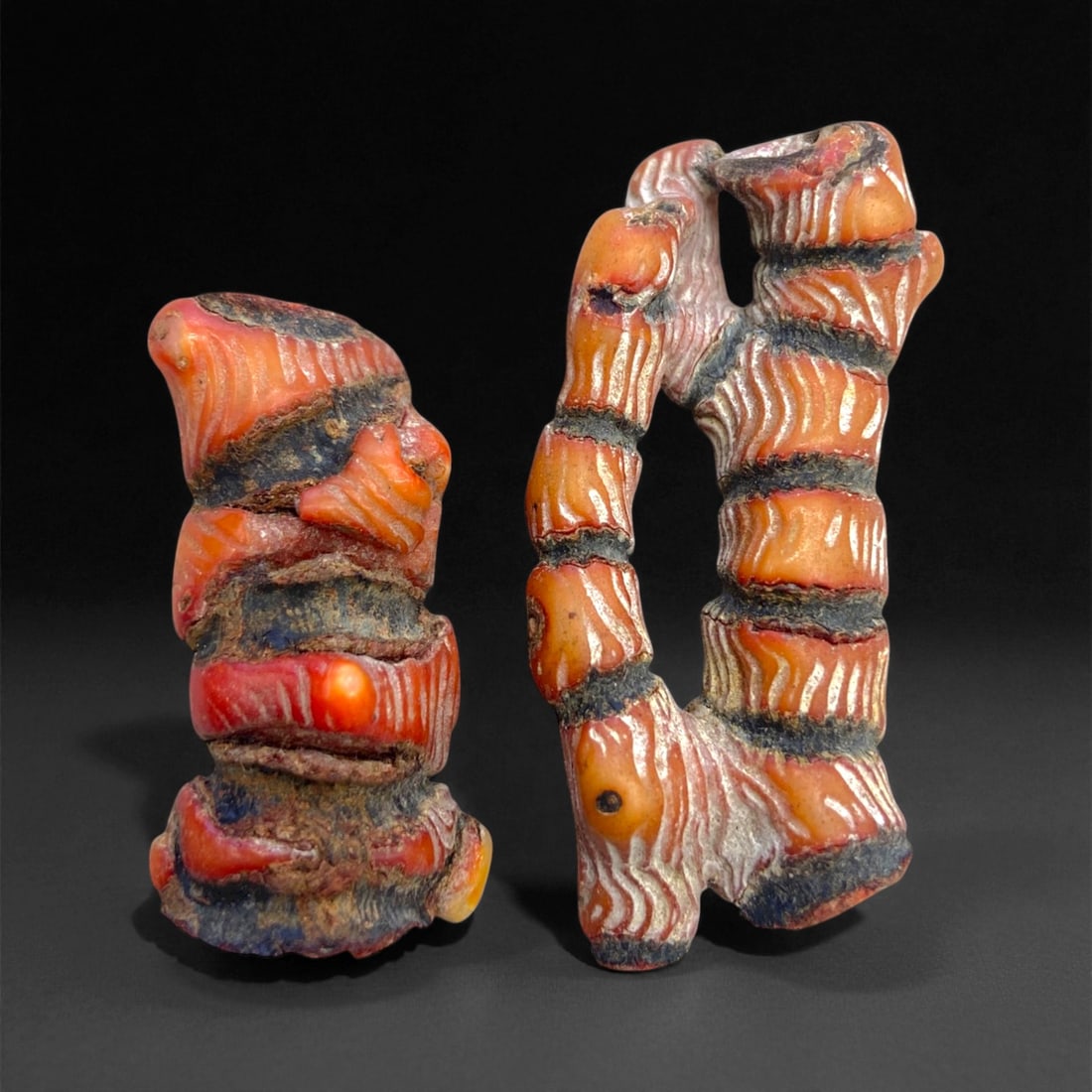 Antique Mediterranean Natural Red Coral Branches, c. 19th Century, 3.5-5cm, 22g, 33DD: This striking pair of antique Mediterranean coral branches embodies the organic beauty and deep cultural symbolism associated with red coral throughout the 19th century. Harvested from the coral-rich 