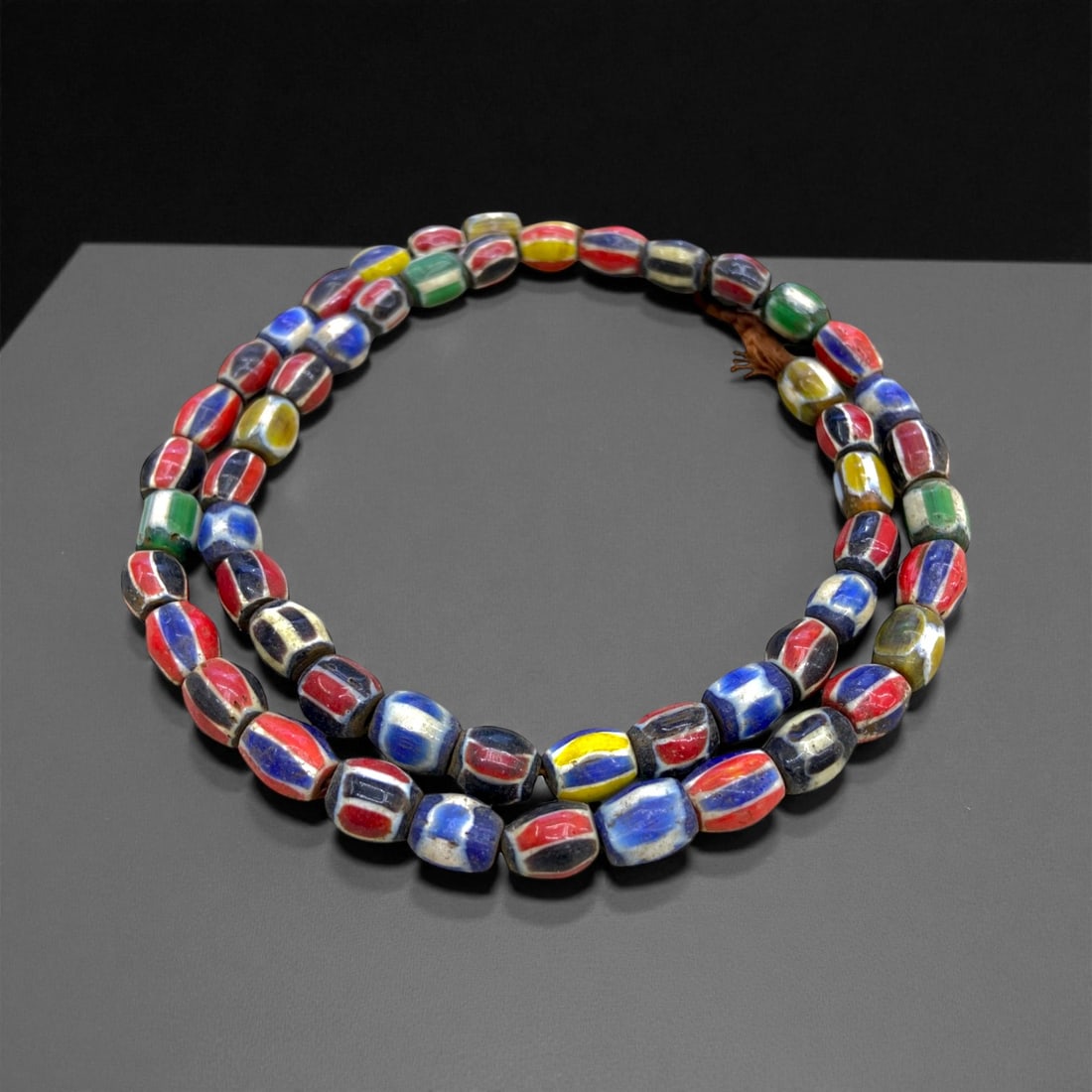 Antique Venetian Chevron Glass Bead Strand, c. 19th Century, 73g, 95DD (1 of 1)