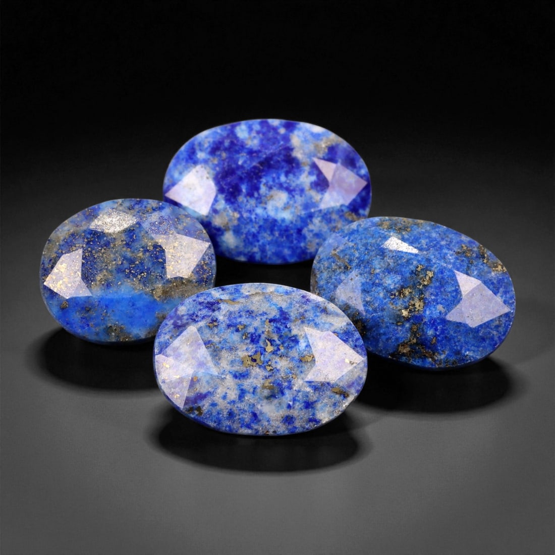 26.40 Carats Faceted Lapis Lazuli Oval Parcel - Natural 4-Piece Lot, 1.2 to 1.4 cm, 53XE (1 of 1)