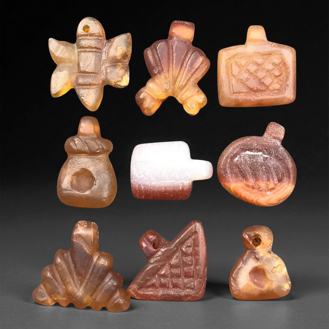 Ancient Coptic Egyptian Carnelian Amulet Collection, c. 5th-7th Century CE, 1.5-2 cm, 44EM (1 of 1)
