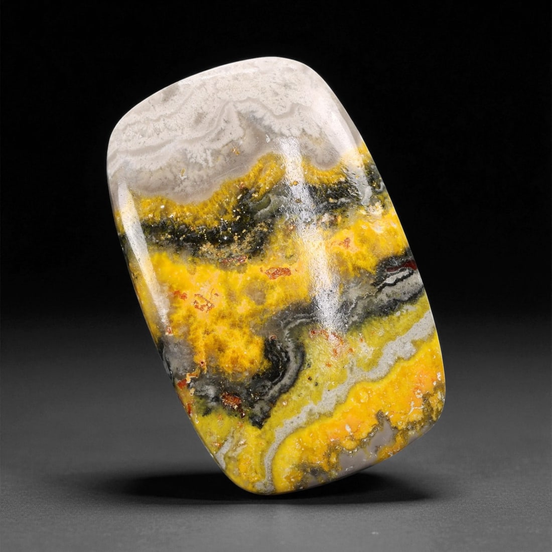 69.11 Carats Yellow-Black Bumblebee Jasper Cabochon - Natural Oval Cut, 4.7 cm, 55XE (1 of 1)