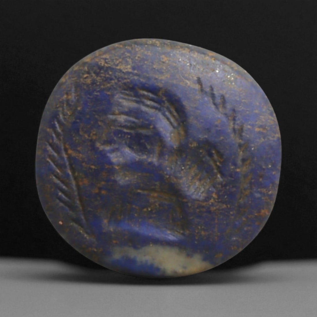 Ancient Sassanian Lapis Lazuli Intaglio Depicting a Noble Bust, c. 4th-6th Century CE, 1.7cm, 24BE (1 of 3)