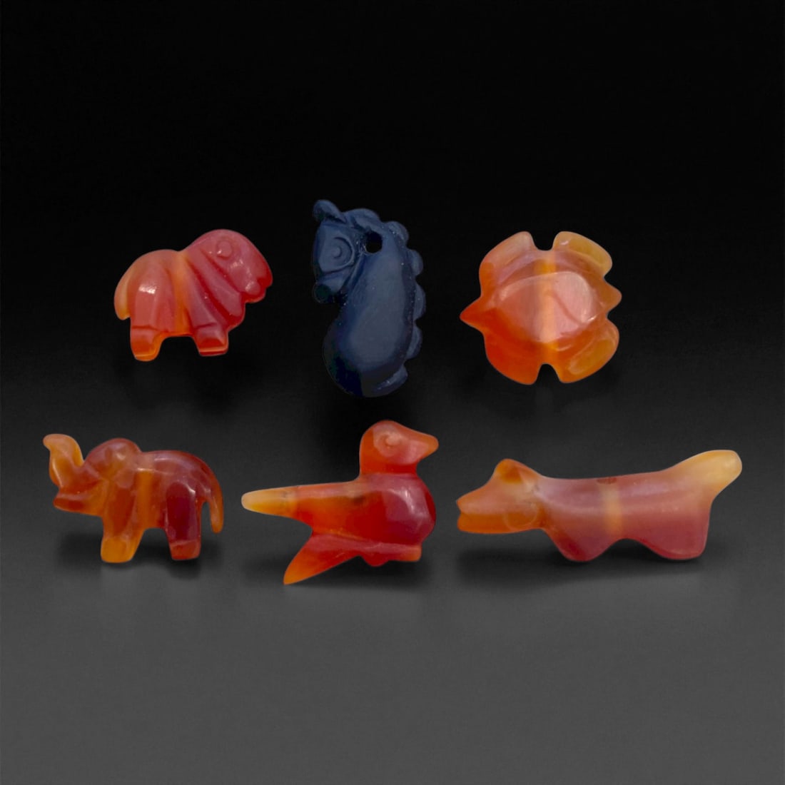 A Coptic Egyptian Carnelian and Chalcedony Animal Amulets, c. 5th-7th Century CE, 1-2 cm, 5g, 25DD (1 of 1)