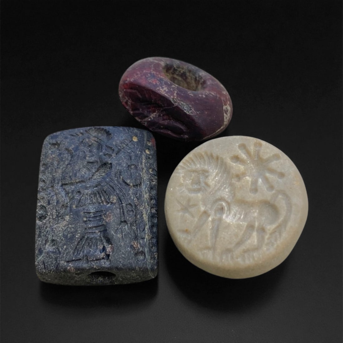 Ancient Mesopotamian-Achaemenid Composite Stamp Seals, c. 1st-2nd Millennium BCE, 2-2.5cm, 19g, 92AA (1 of 2)