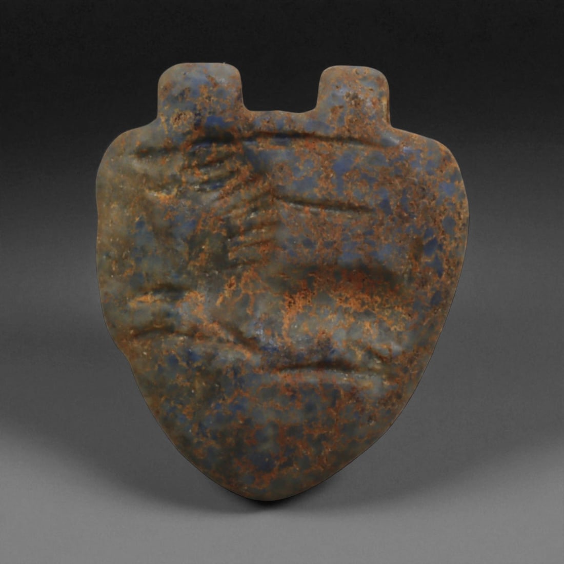 Ancient Near Eastern Relief Amulet Pendant Talisman, c. 2nd-5th Century CE, 2.7cm, 90BQ: This finely crafted ancient amulet pendant, designed for wear as a personal talisman. The engraved surface bears a carefully incised design, clearly visible when pressed into clay, illustrating its du