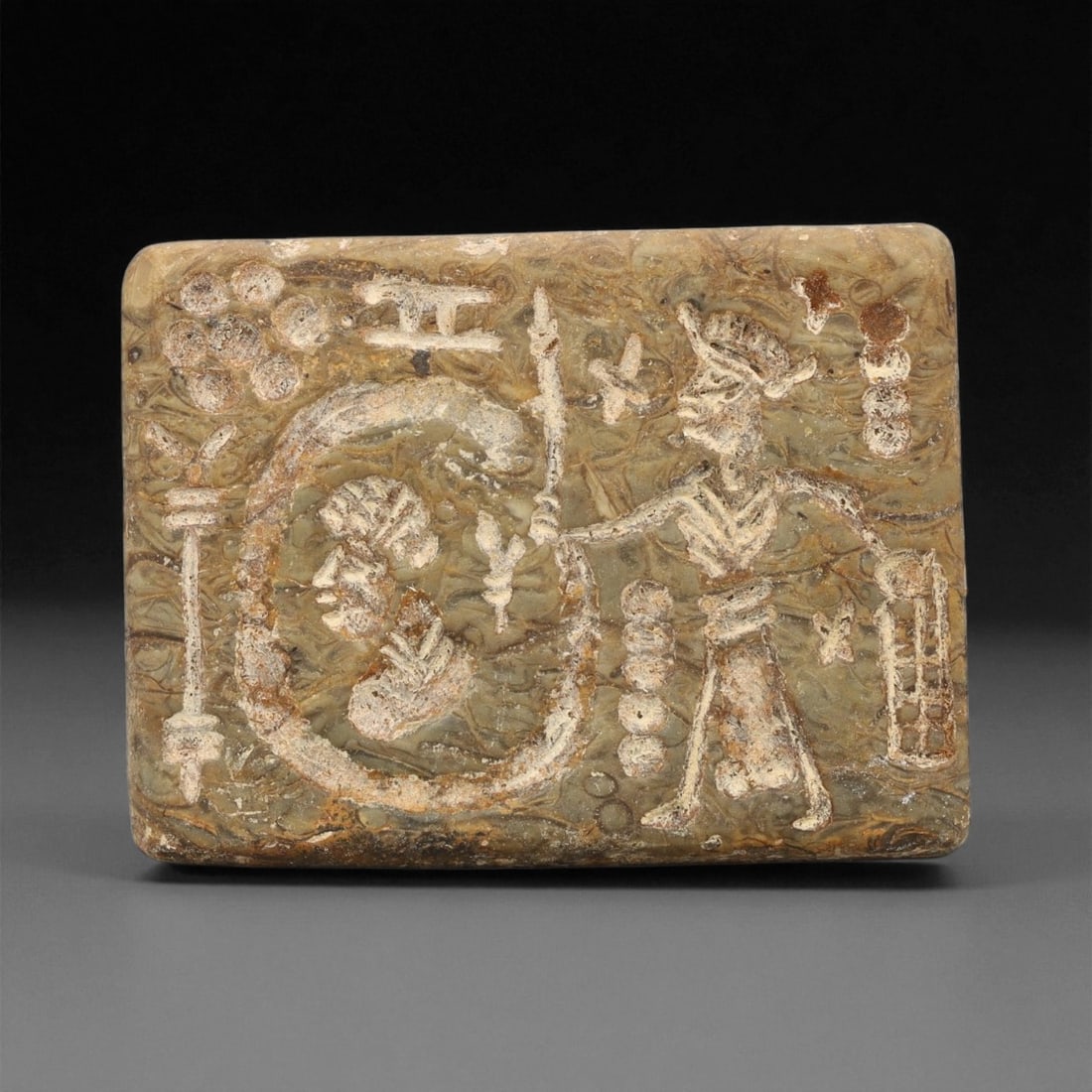 Ancient Akkadian Fossilized Stone Stamp Seal, c. 24th-22nd Century BCE, 3.8cm, 78ET (1 of 2)
