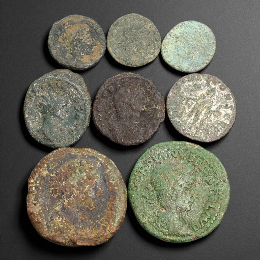 Ancient Roman Imperial Bronze Coins (AE1-AE3 Denominations), c. 2nd-4th Century CE, 89ER (1 of 2)