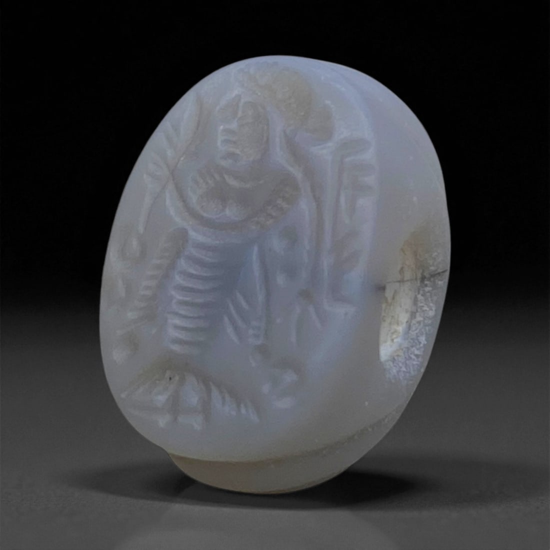 A Parthian Goddess Motif Chalcedony Stamp Seal, c. 1st Century BCE-1st Century CE, 2.5cm, 10g, 85AA (1 of 3)