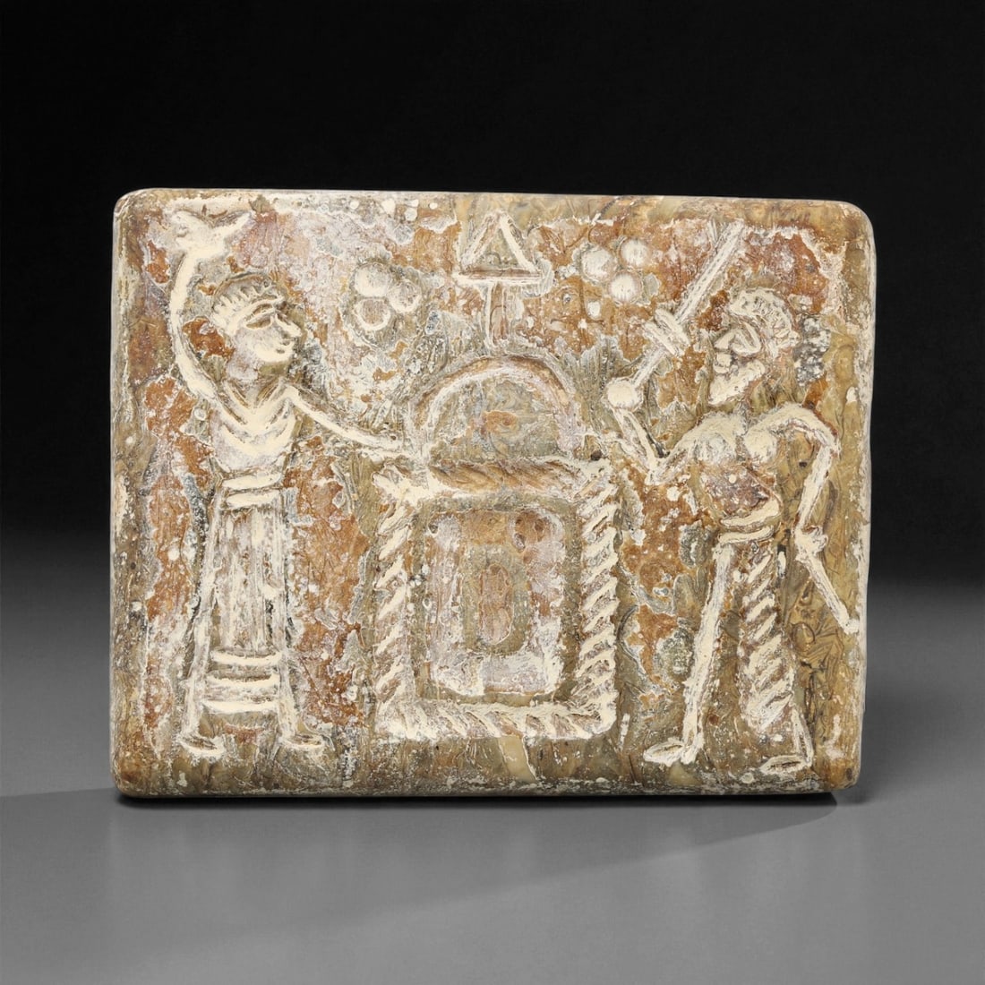 Ancient Akkadian Fossilized Stone Stamp Seal, c. 24th-22nd Century BCE, 4.8cm, 40ET (1 of 2)