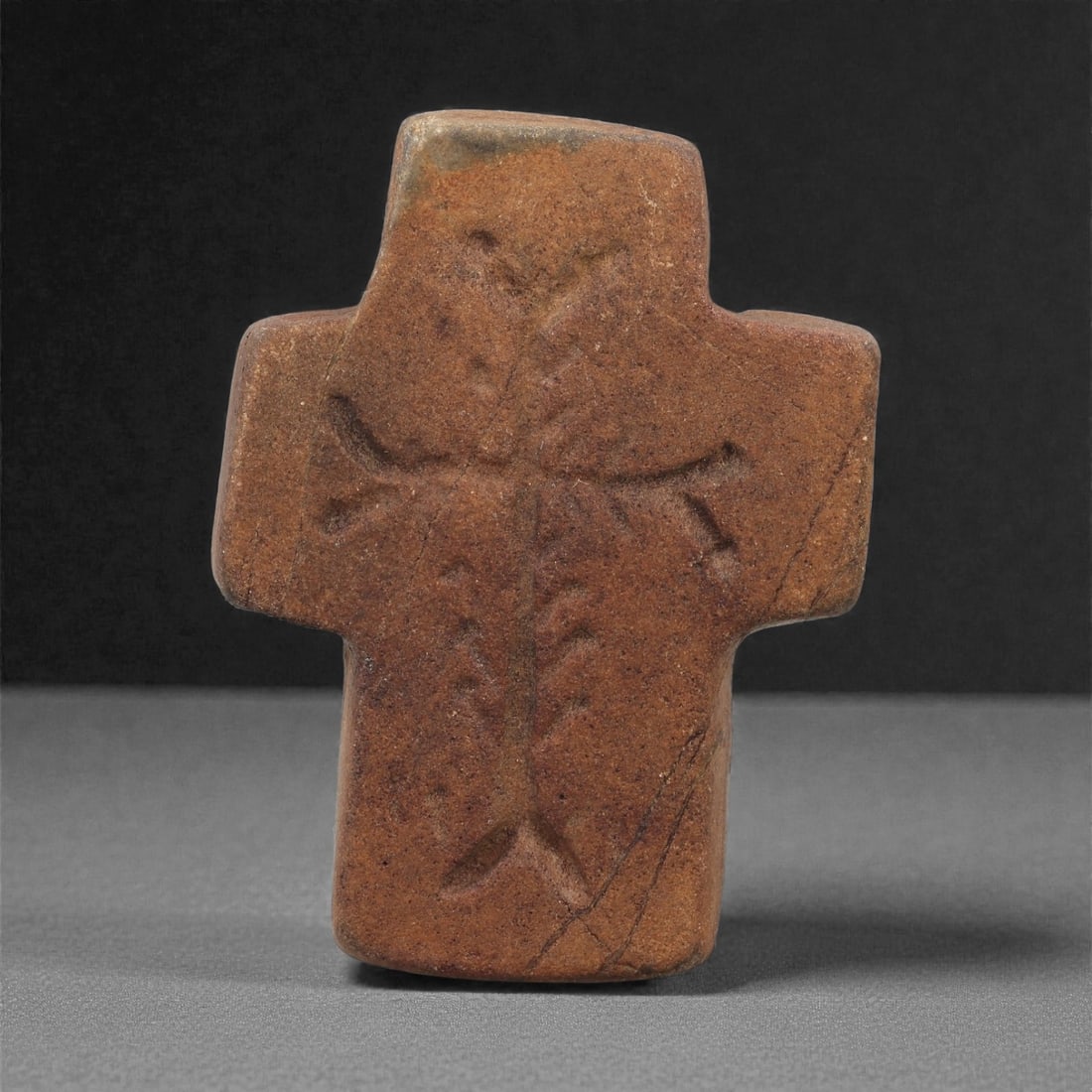 An Early Christian Stone Carved Cross Plaque, 4th-7th Century CE, 4cm, 64LG (1 of 2)