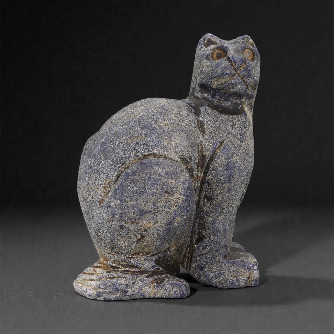 An Egyptian Lapis Lazuli Cat Figurine, Late Period, 664-332 BCE (1 of 4)