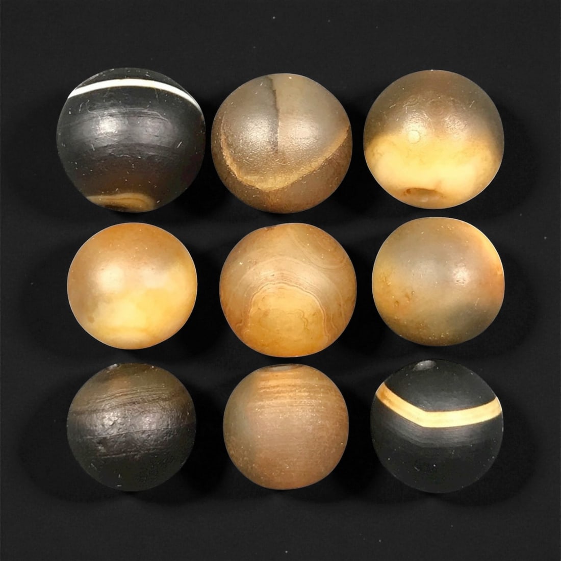 Antique Tibetan Banded Agate Beads Collection, c. 19th-20th Century, 1 cm, 93EQ (1 of 1)