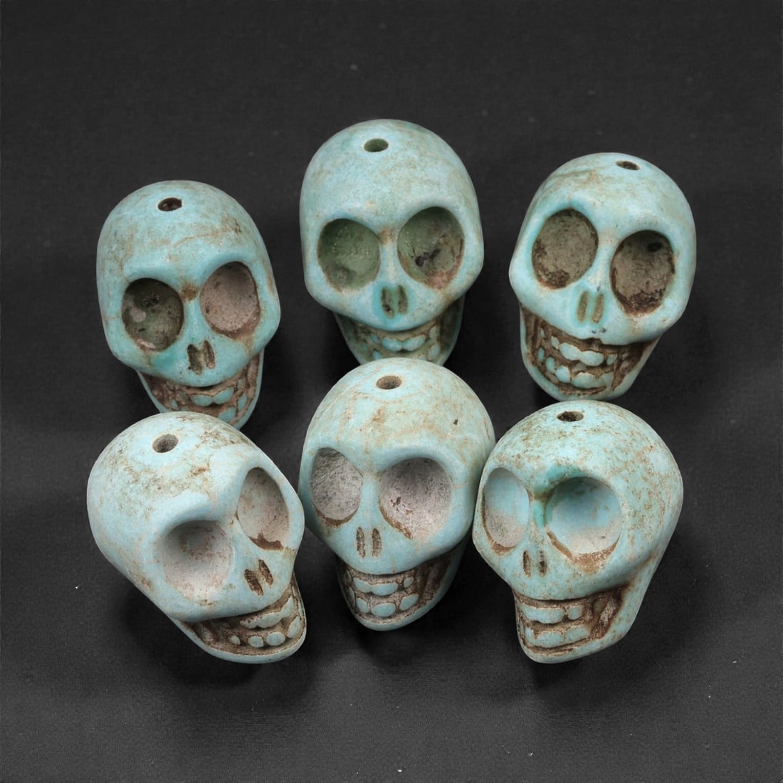 Lot of Tibetan Turquoise Skull Beads, Mid-20th Century, 1.8cm, 68LH (1 of 1)